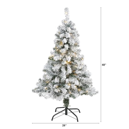 4ft. Pre-Lit Flocked Rock Springs Spruce Artificial Christmas Tree with Clear LED Lights